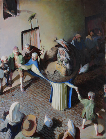 St. Alphonsus Liguori Explains the Power of Bilocation in the Slums of Naples, Italy, 1745 by Dan MacDonald